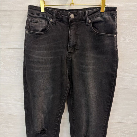 Risen Black Distressed Skinny Leg Jeans 31