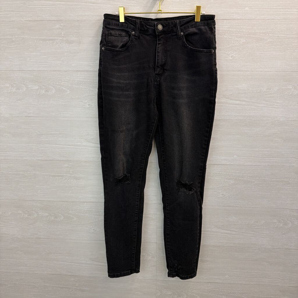 Risen Black Distressed Skinny Leg Jeans 31