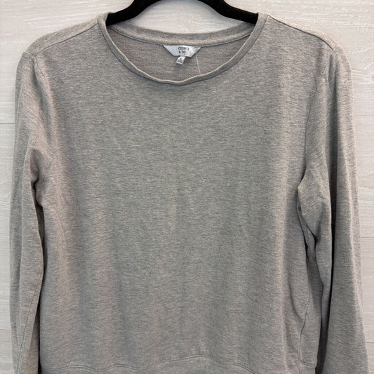 Grey Ruffle Hem Long Sleeve Top Medium