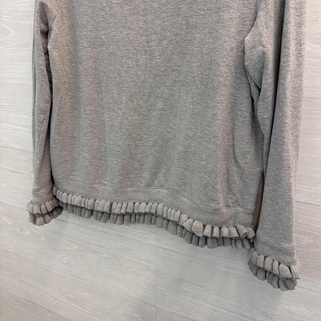 Grey Ruffle Hem Long Sleeve Top Medium