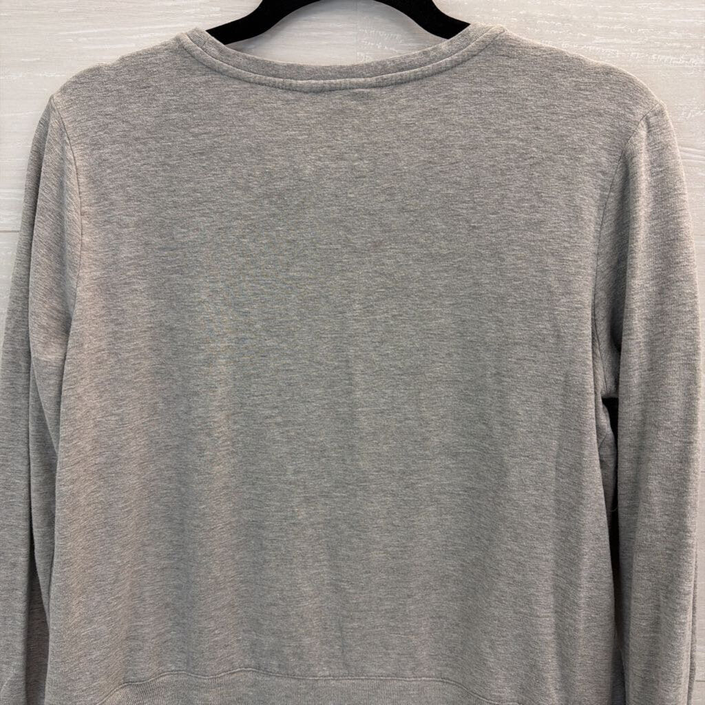 Grey Ruffle Hem Long Sleeve Top Medium