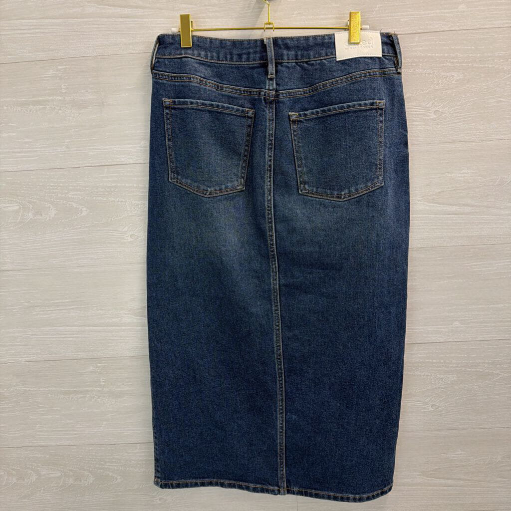 Edited Dark Wash Denim Maxi Skirt 6