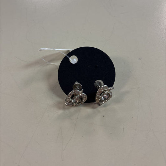 Vintage Dainty Silver/ Rhinestone Screw Back Earrings
