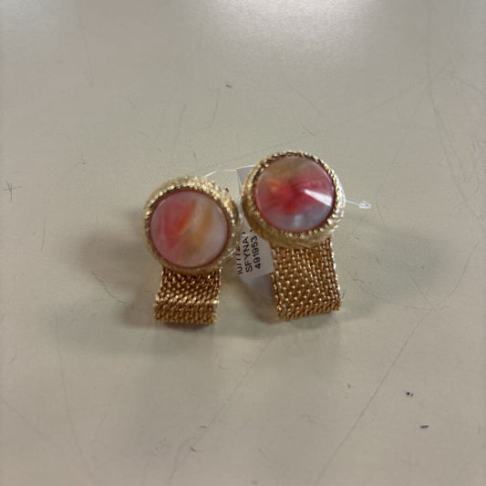 Vintage Gold/ Pink Stone Women's Cuff Links