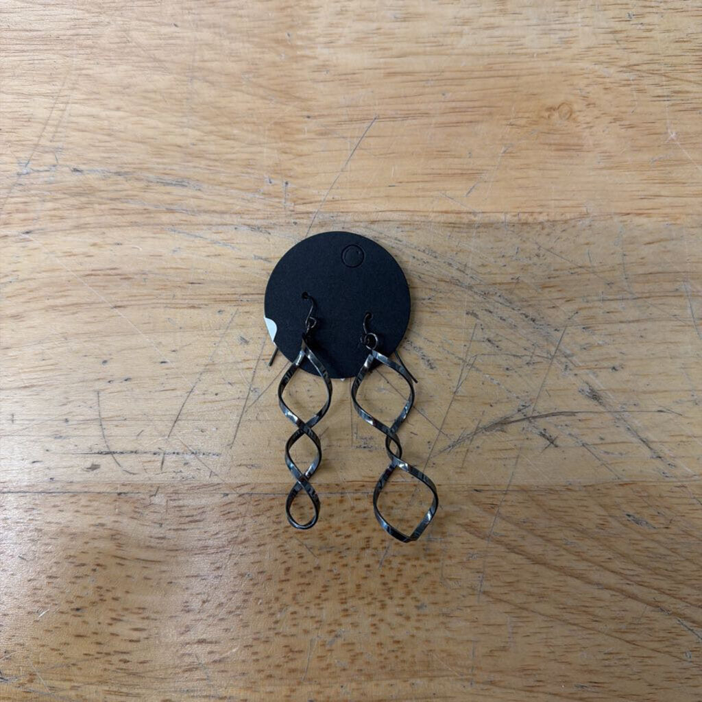 Black Metal Swirl Drop Earrings