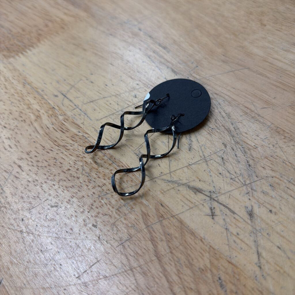 Black Metal Swirl Drop Earrings