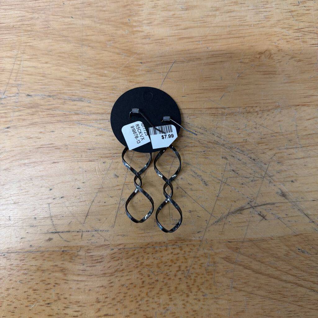 Black Metal Swirl Drop Earrings