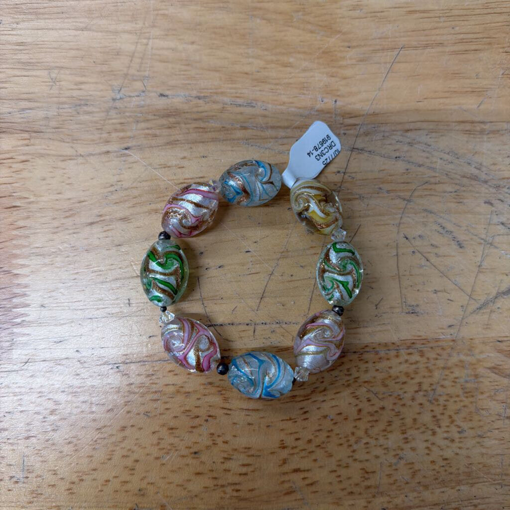 Clear/ Multi Large Beaded Stretchy Bracelet