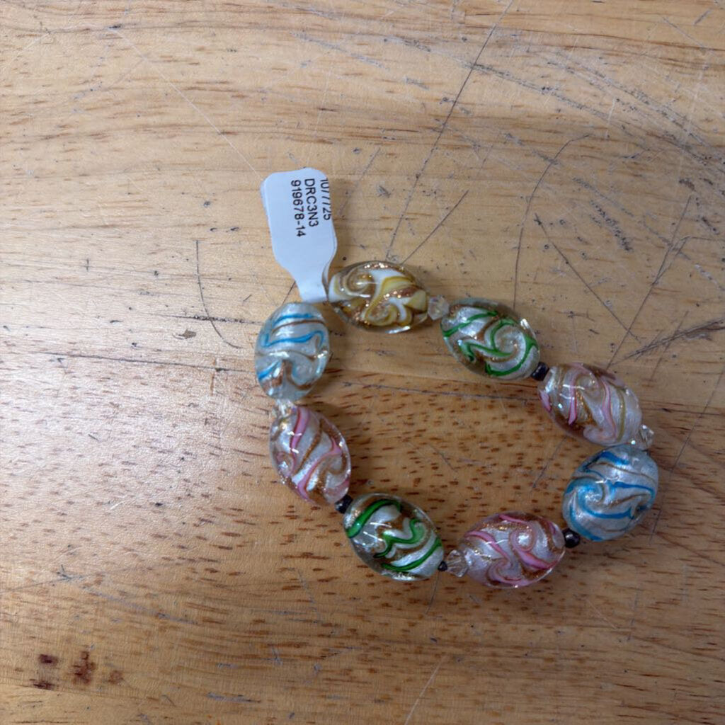 Clear/ Multi Large Beaded Stretchy Bracelet