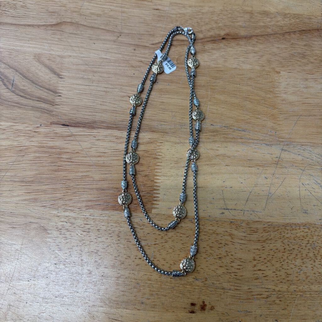 Silver/ Gold Circle Detail Long Necklace