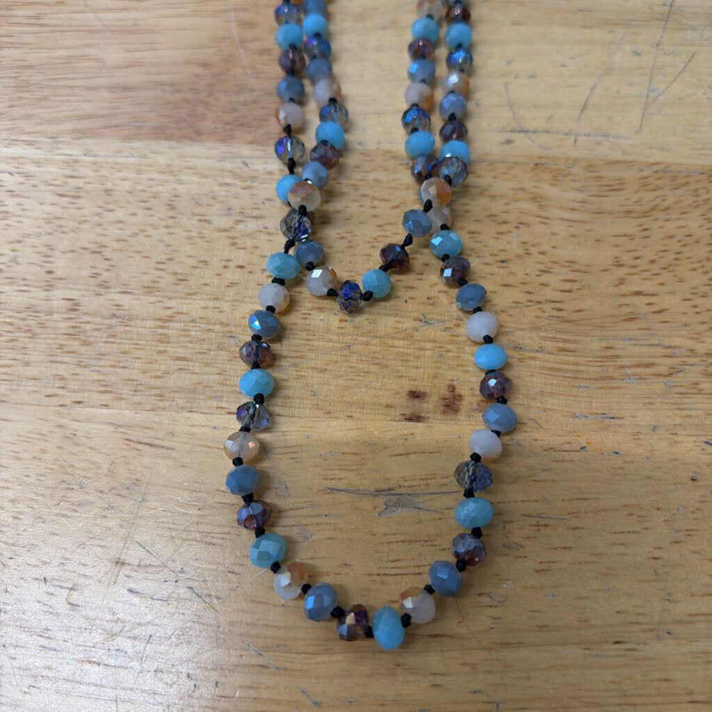 Blue/ Mulit Crystal Beaded Long Necklace