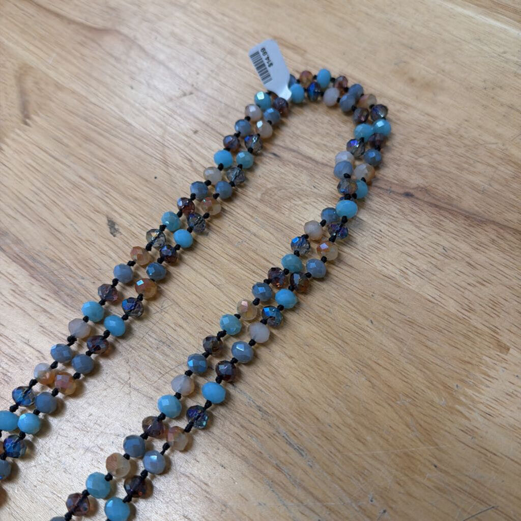 Blue/ Mulit Crystal Beaded Long Necklace