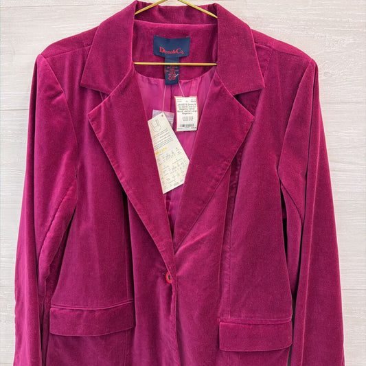 Denim and Co Magenta Velvet Blazer Jacket Large