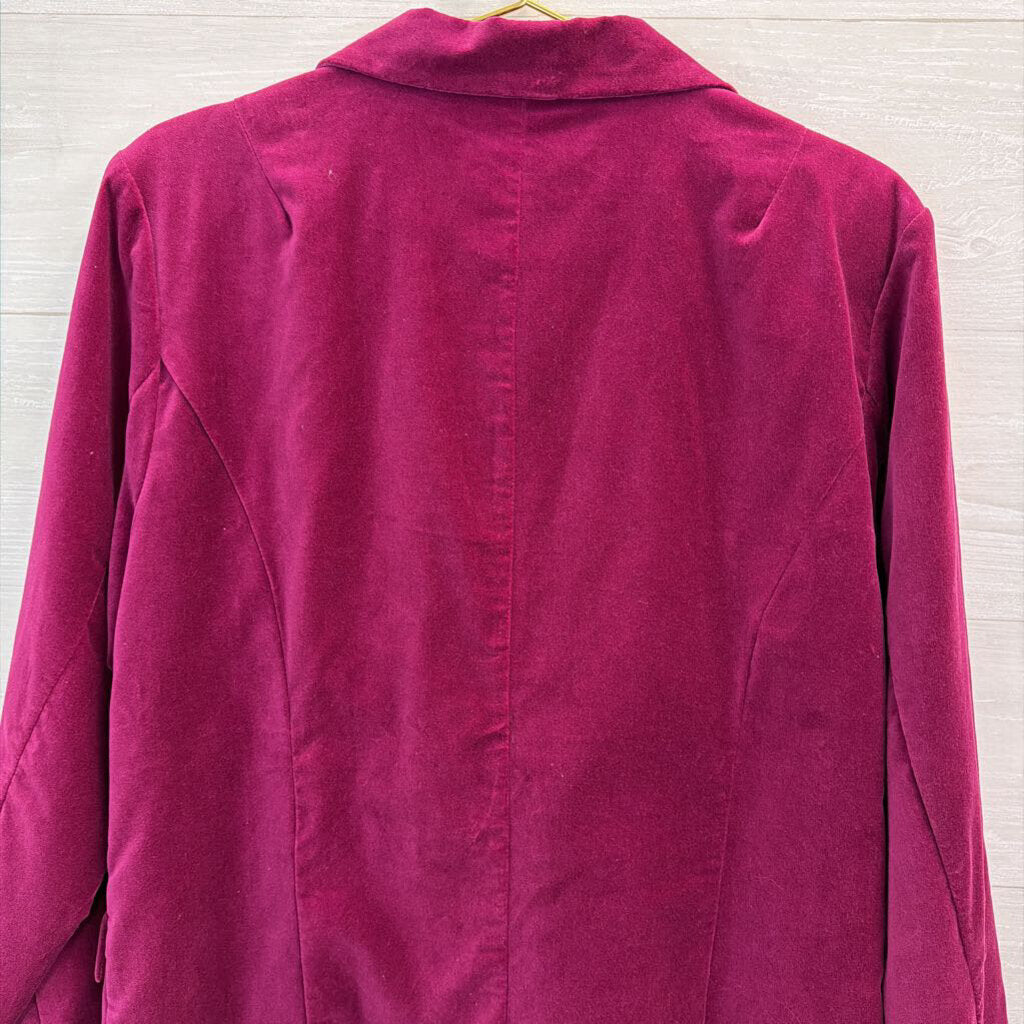 Denim and Co Magenta Velvet Blazer Jacket Large