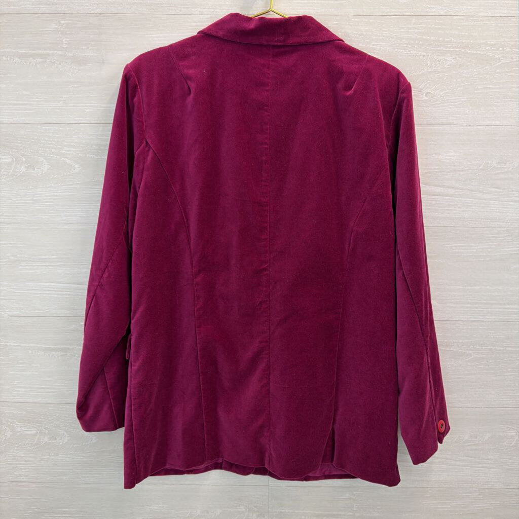 Denim and Co Magenta Velvet Blazer Jacket Large