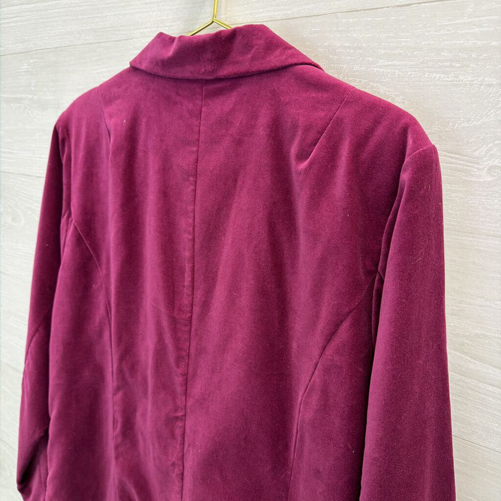 Denim and Co Magenta Velvet Blazer Jacket Large