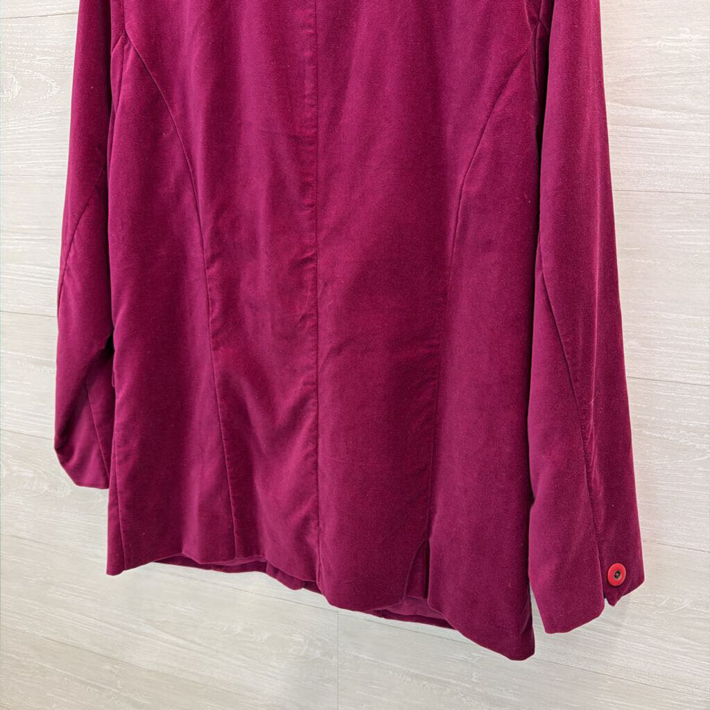 Denim and Co Magenta Velvet Blazer Jacket Large