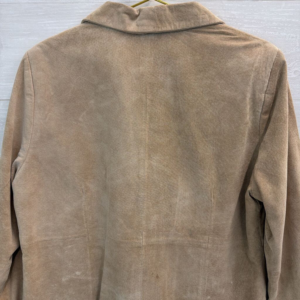 Victor Costa Occasion Brown Suede Leather Turquoise Beaded Fringe Jacket Large