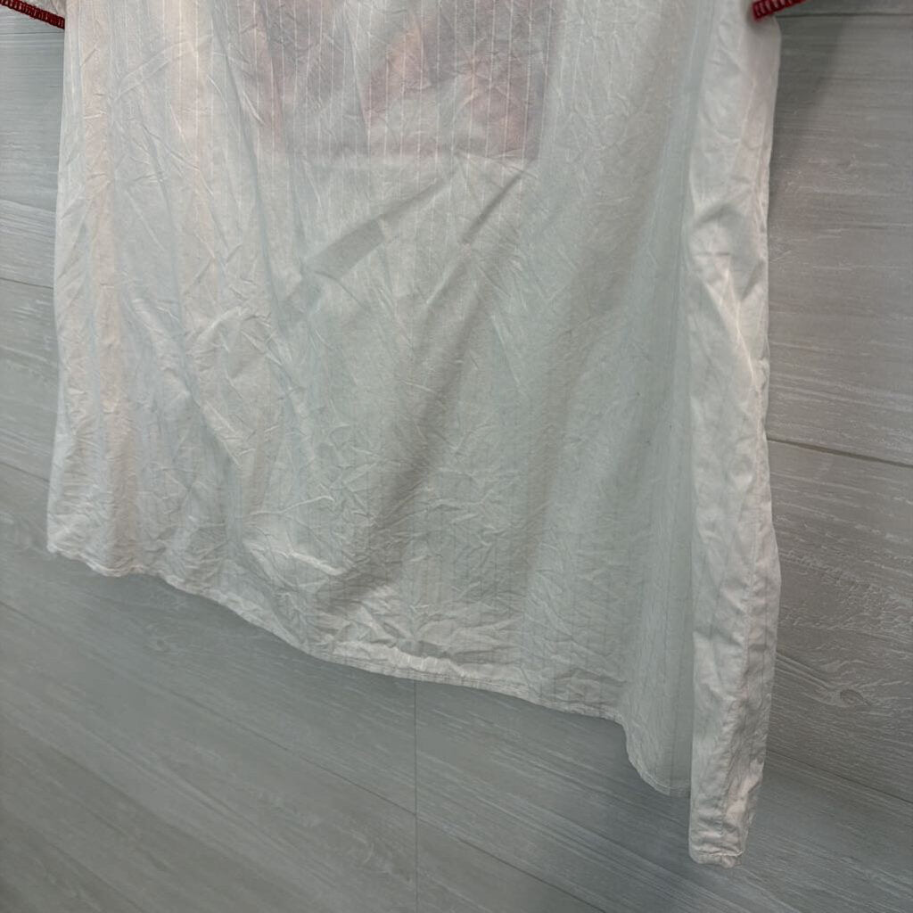 Madewell White/ Orange Embroidered Short Sleeve Top Small