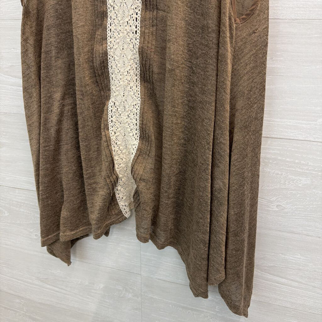 RYU Brown/ Cream Lace Open Back Tank Top Extra Large