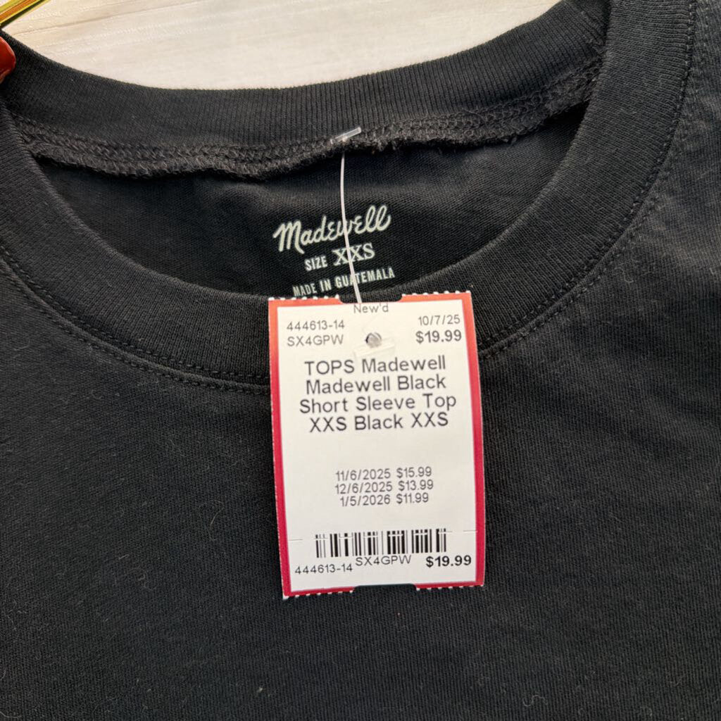 Madewell Black Short Sleeve Top XXS
