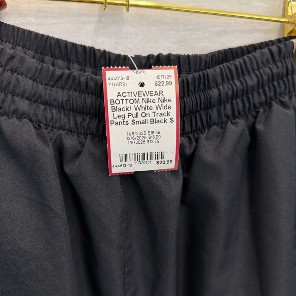 Nike Black/ White Wide Leg Pull On Track Pants Small