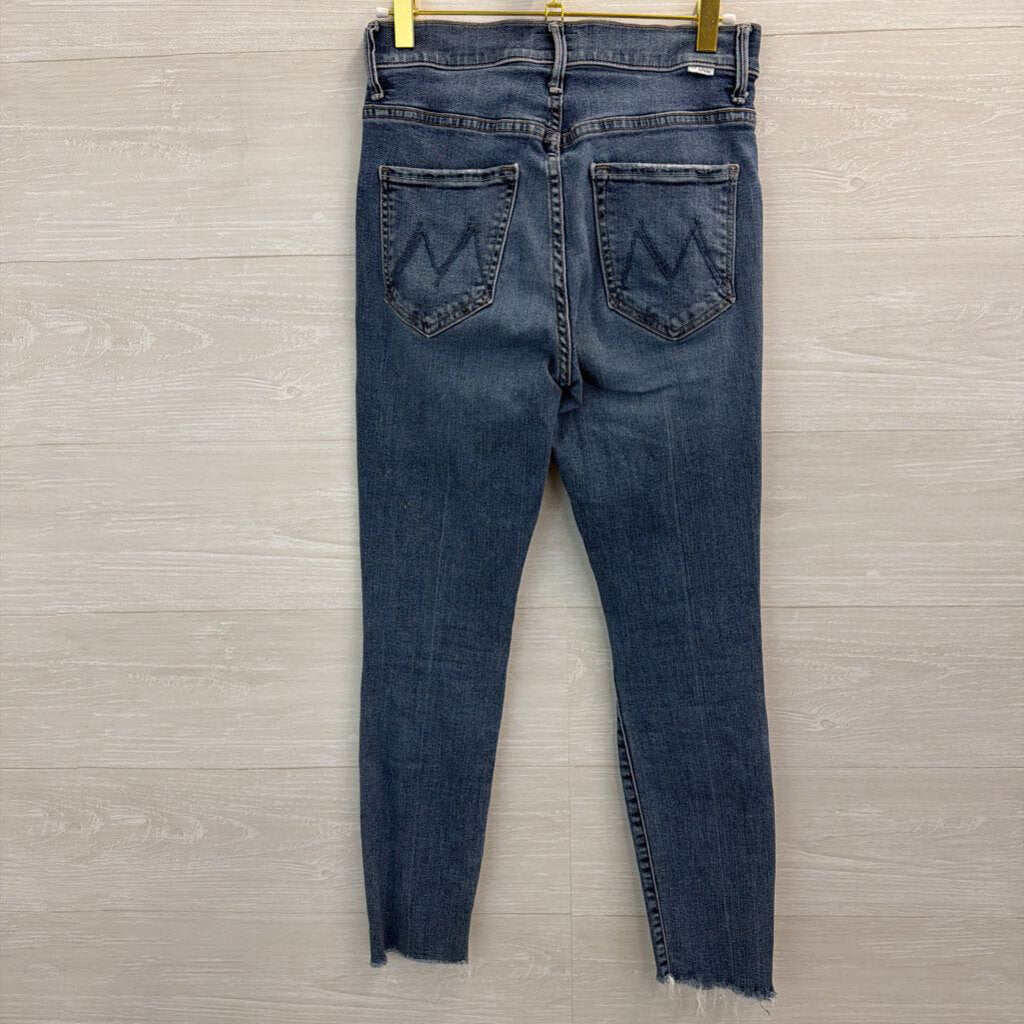 Mother Medium Wash Stunner Zip Ankle Step Fray Jeans 27