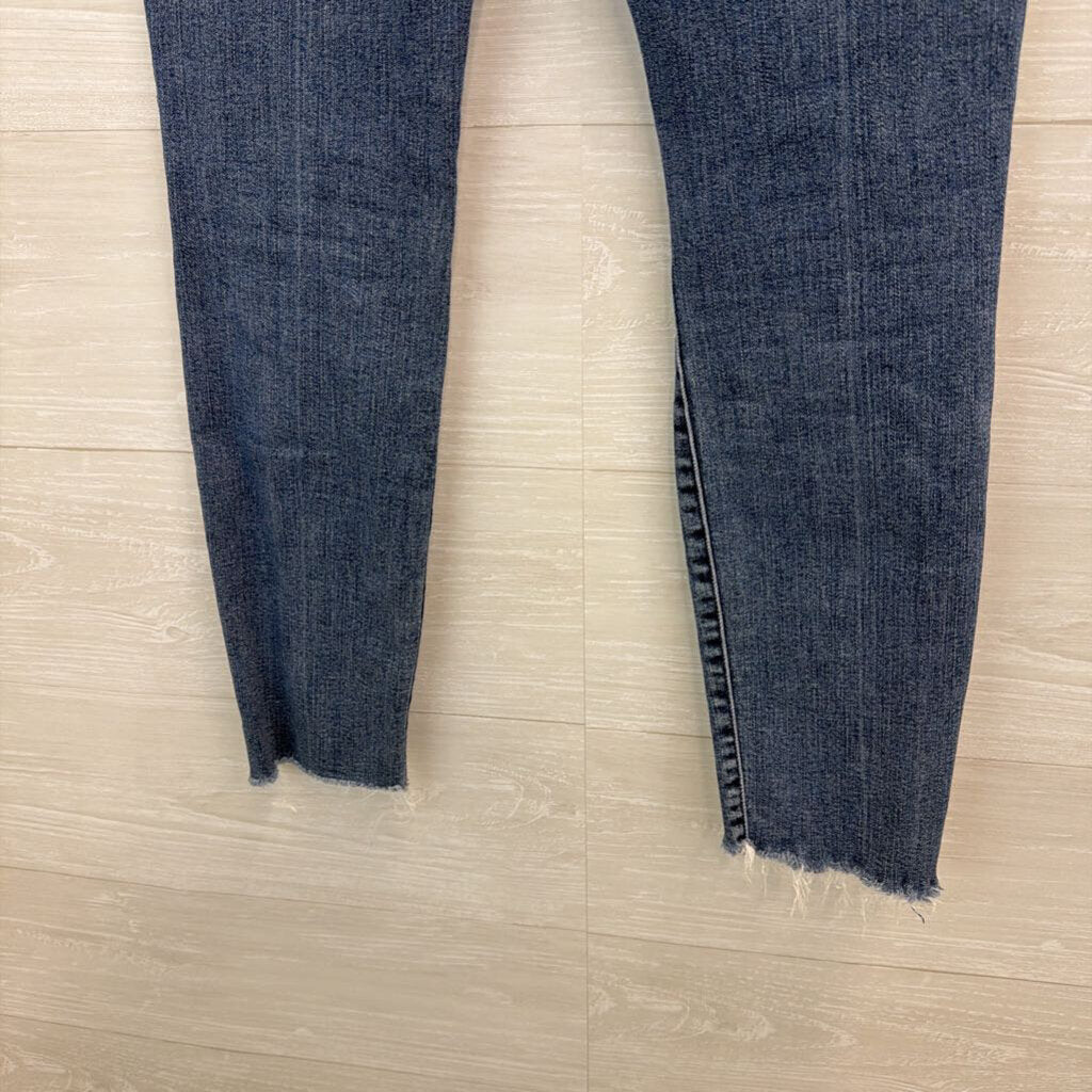 Mother Medium Wash Stunner Zip Ankle Step Fray Jeans 27