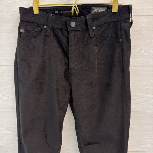 AG Black Velvet Mari High Rise Slim Straight Pants 28