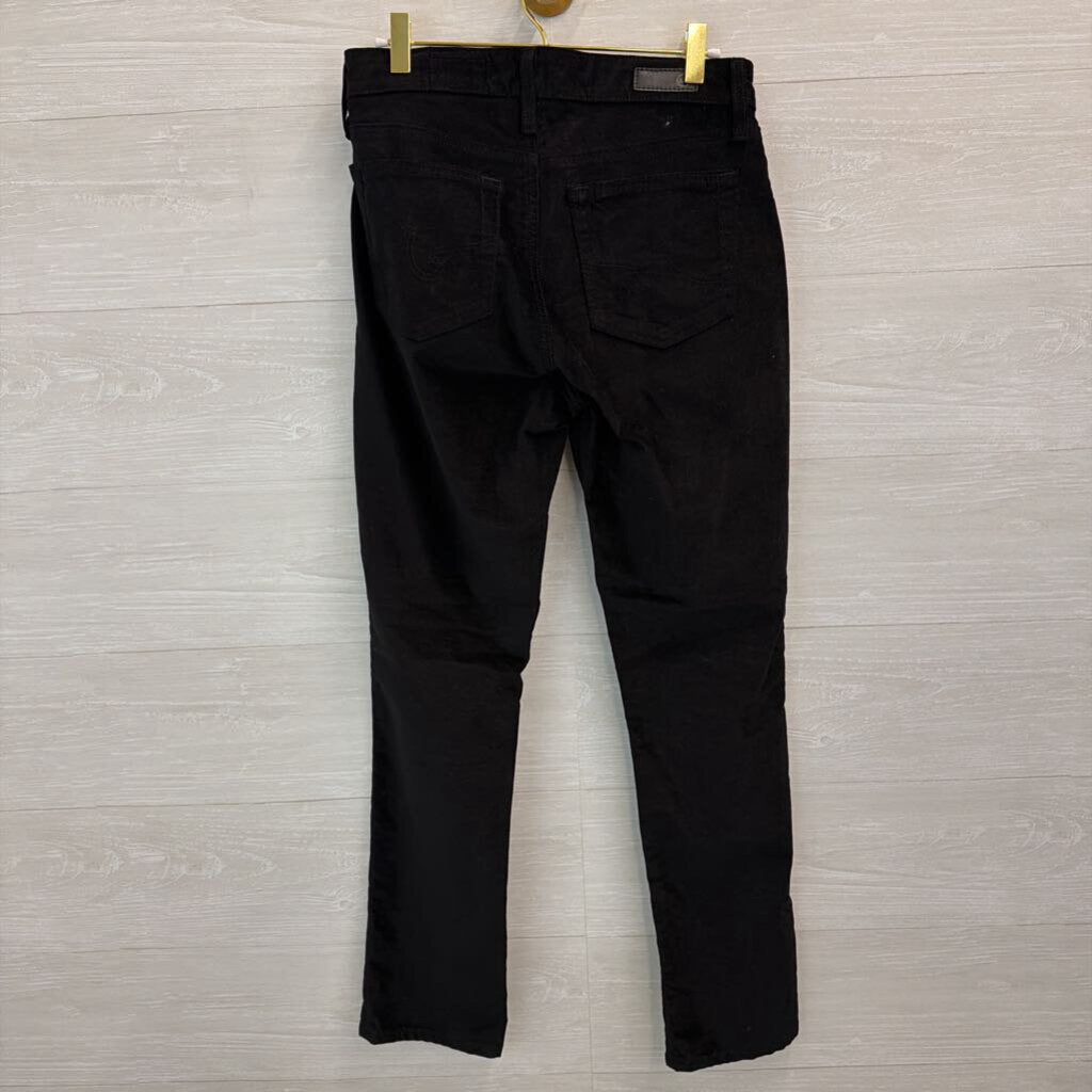 AG Black Velvet Mari High Rise Slim Straight Pants 28