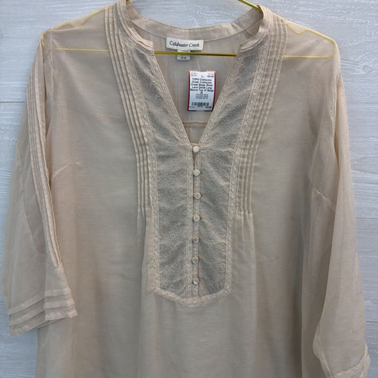 Coldwater Creek Beige Sheer Lace Detail Long Sleeve Top 1X