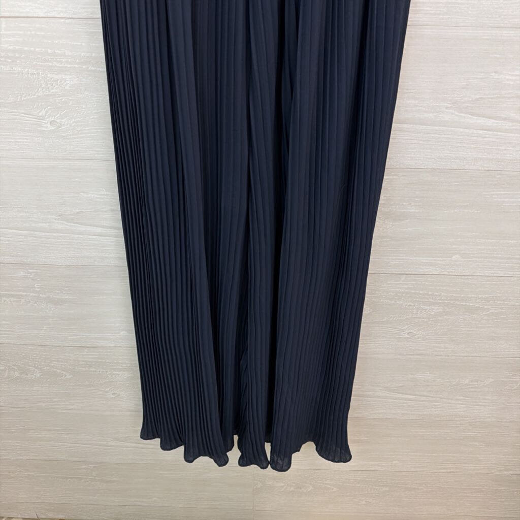 Nanette Lepore Navy Pleated Sleeveless Mock Neck Jumpsuit 10