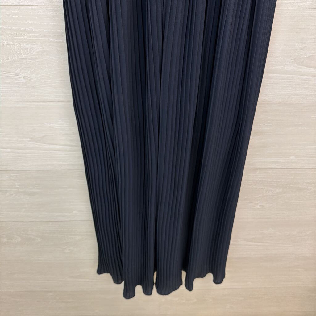 Nanette Lepore Navy Pleated Sleeveless Mock Neck Jumpsuit 10