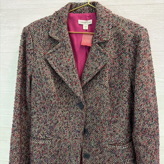 Coldwater Creek Red/ Multi Tweed Blazer Jacket 18
