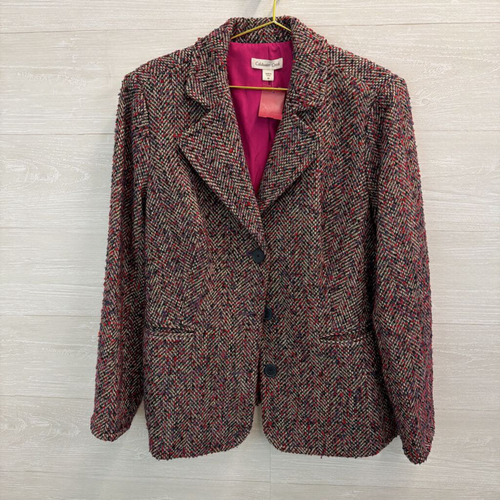 Coldwater Creek Red/ Multi Tweed Blazer Jacket 18