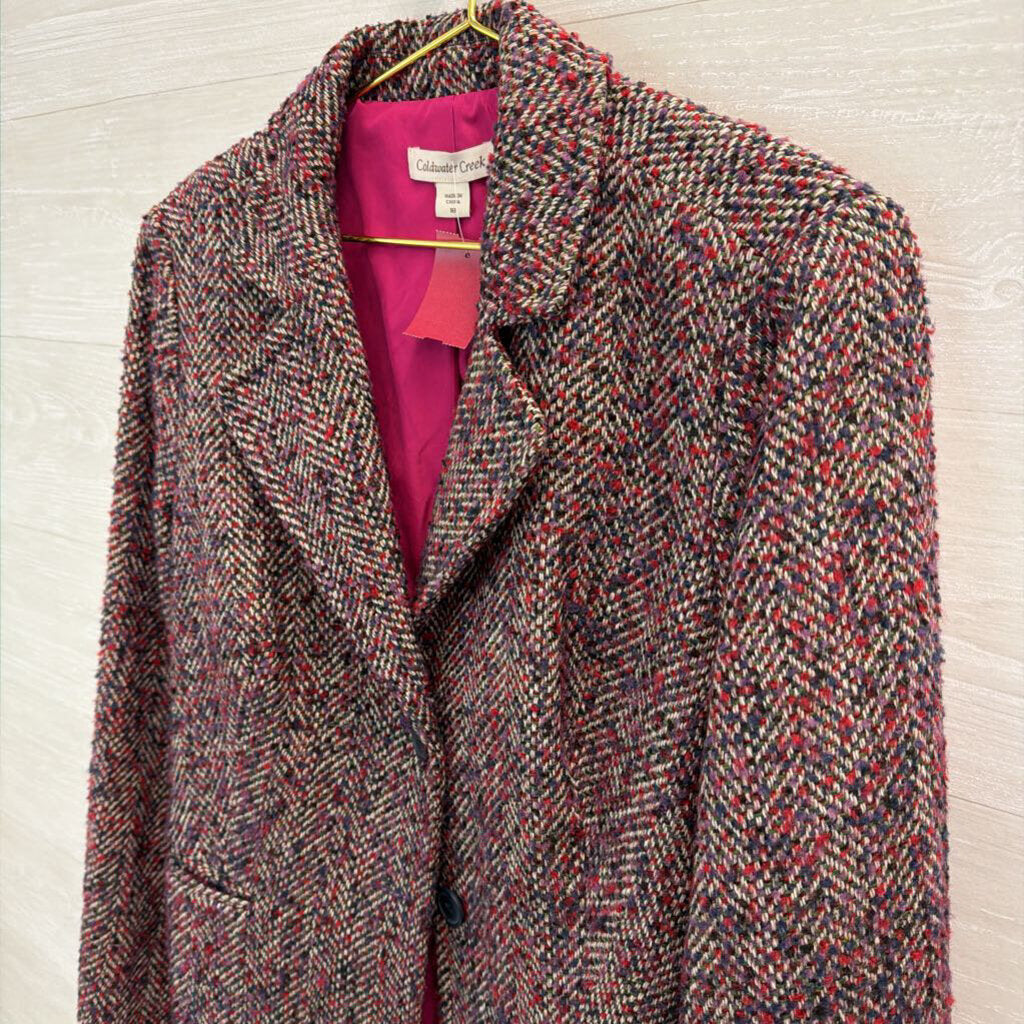 Coldwater Creek Red/ Multi Tweed Blazer Jacket 18