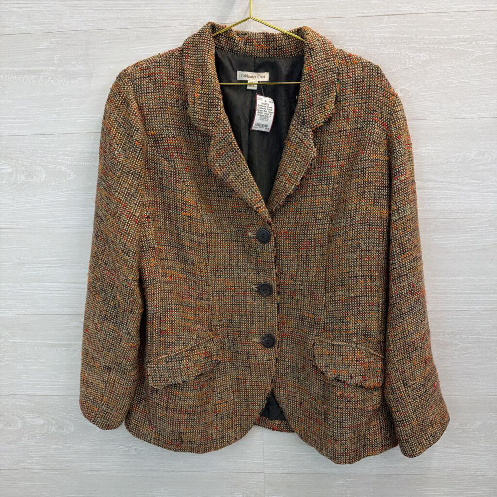 Coldwater Creek Orange/ Multi Tweed Blazer Jacket 18