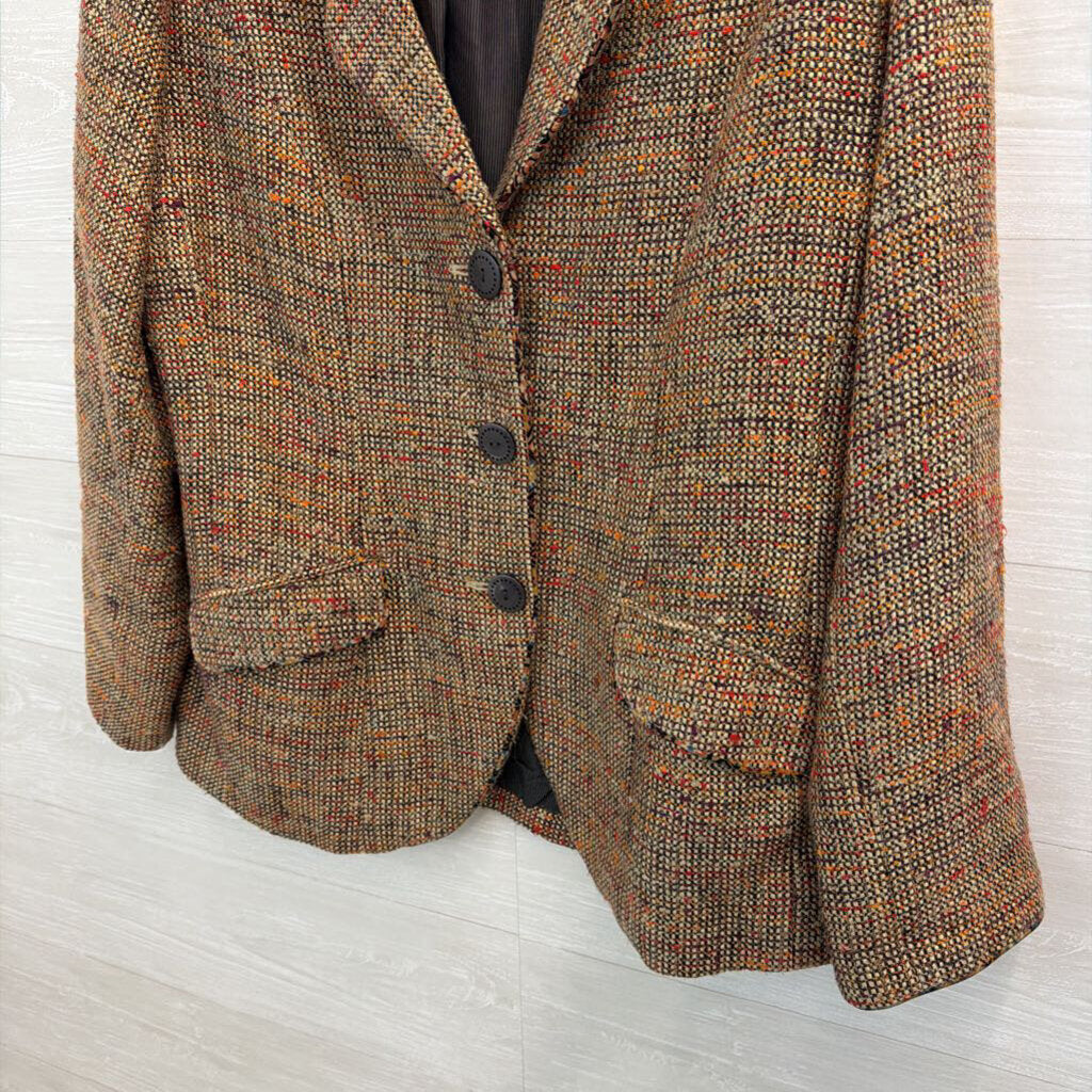 Coldwater Creek Orange/ Multi Tweed Blazer Jacket 18