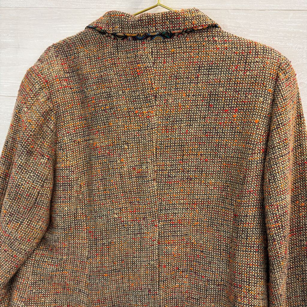 Coldwater Creek Orange/ Multi Tweed Blazer Jacket 18