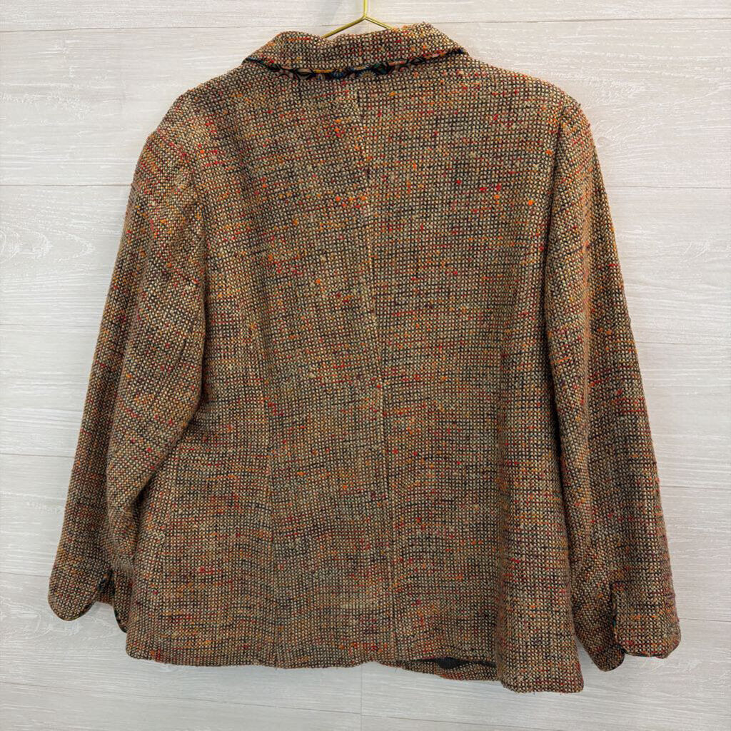 Coldwater Creek Orange/ Multi Tweed Blazer Jacket 18