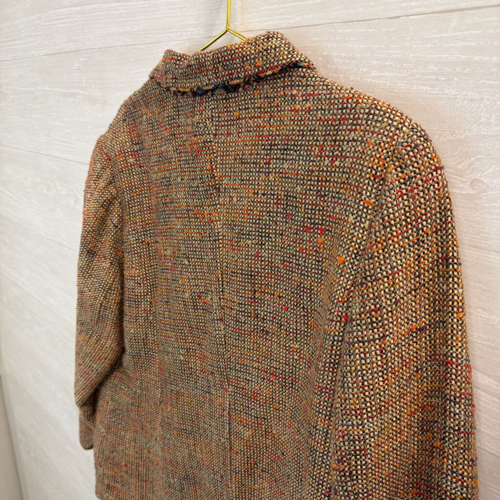 Coldwater Creek Orange/ Multi Tweed Blazer Jacket 18