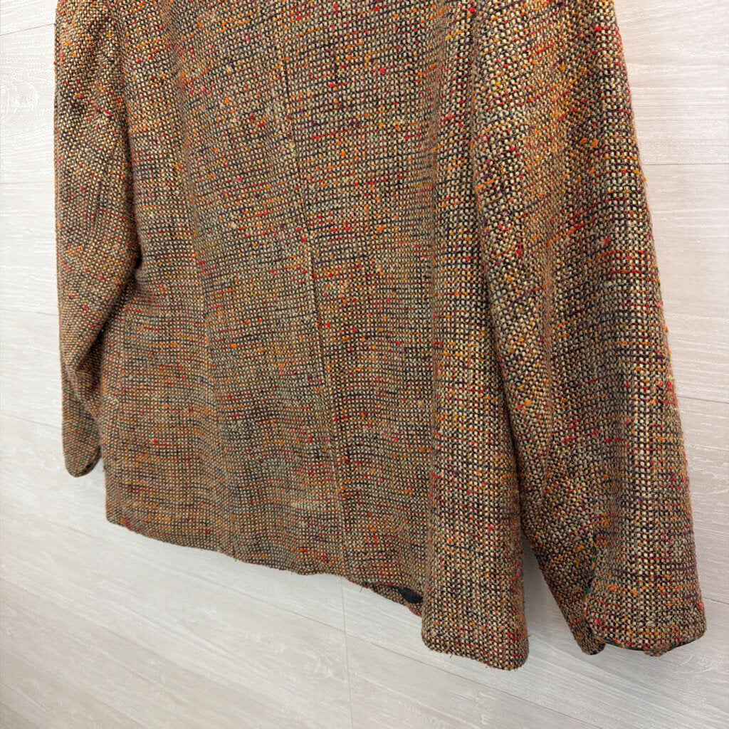 Coldwater Creek Orange/ Multi Tweed Blazer Jacket 18