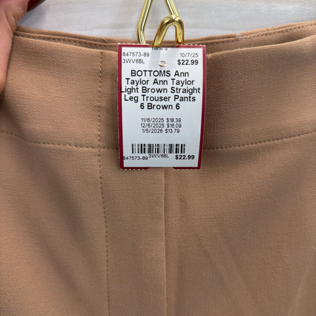 Ann Taylor Light Brown Straight Leg Trouser Pants 6