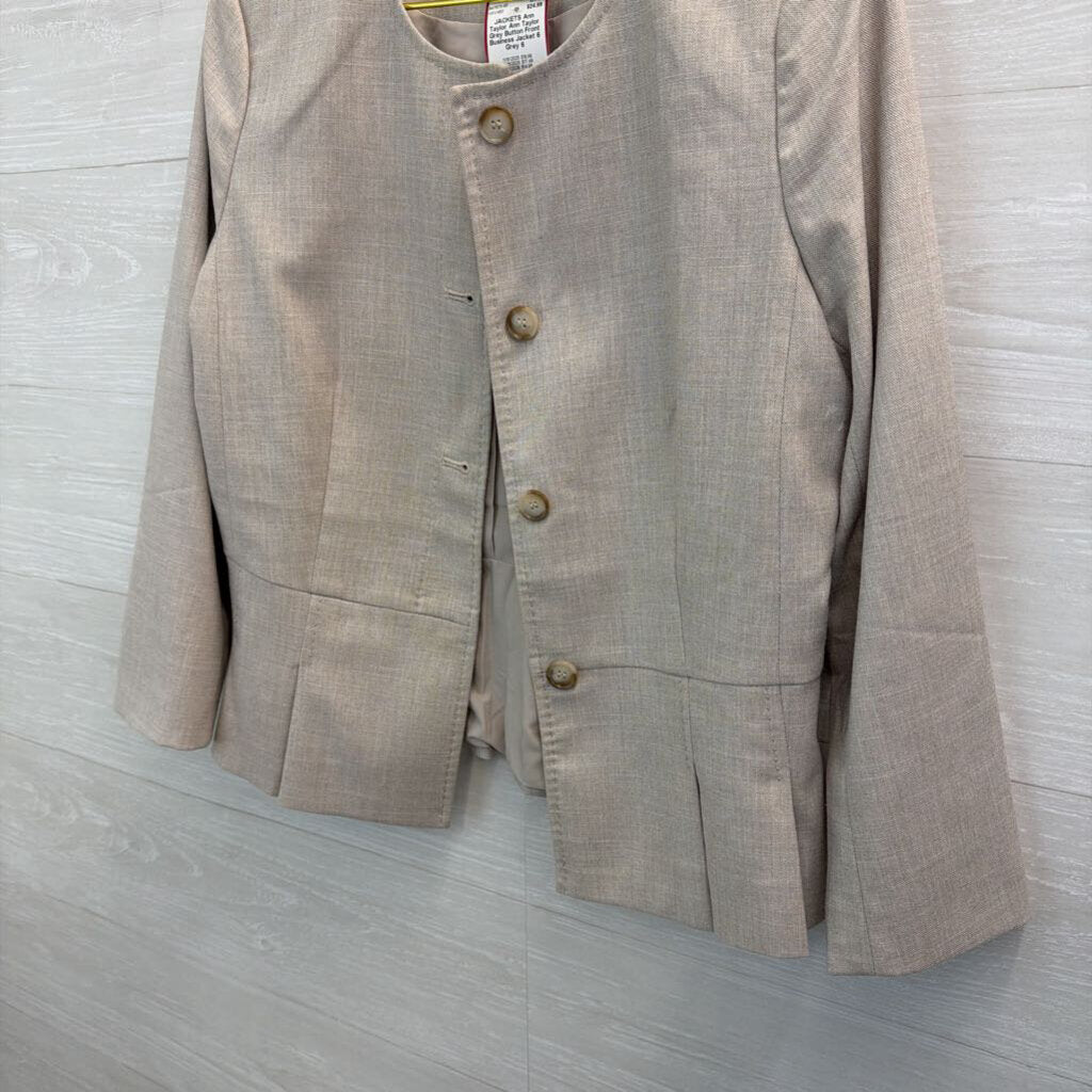 Ann Taylor Grey Button Front Business Jacket 6