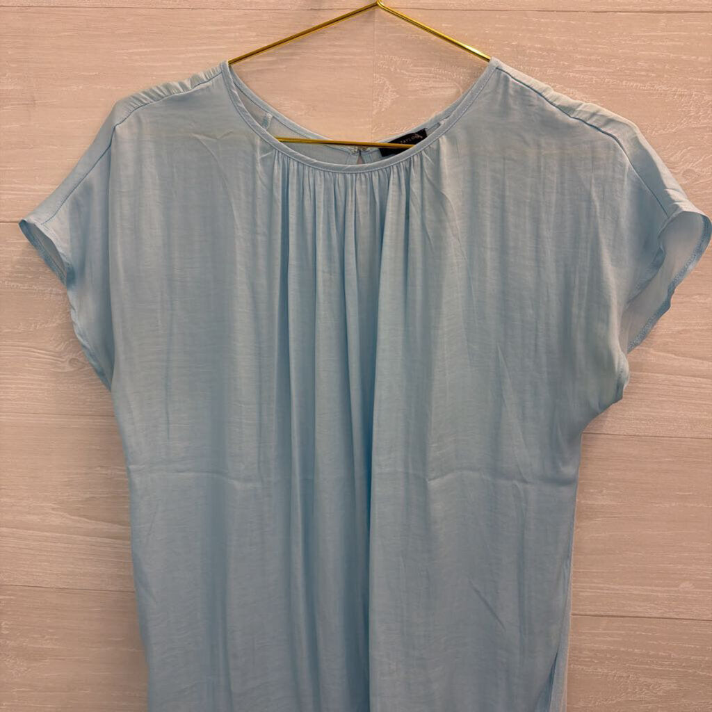 Ann Taylor Blue Silky Short Sleeve Top Small