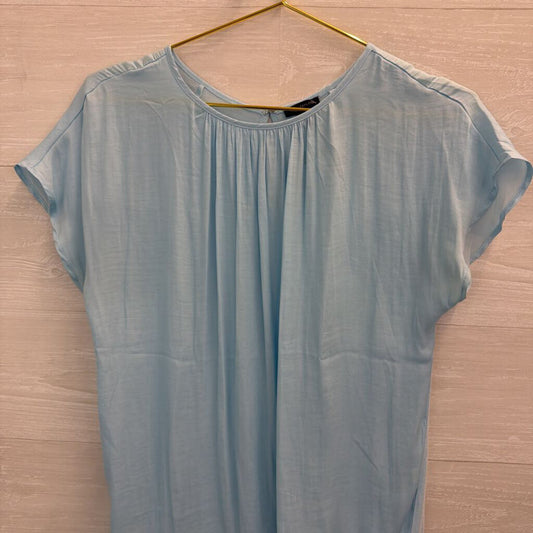 Ann Taylor Blue Silky Short Sleeve Top Small