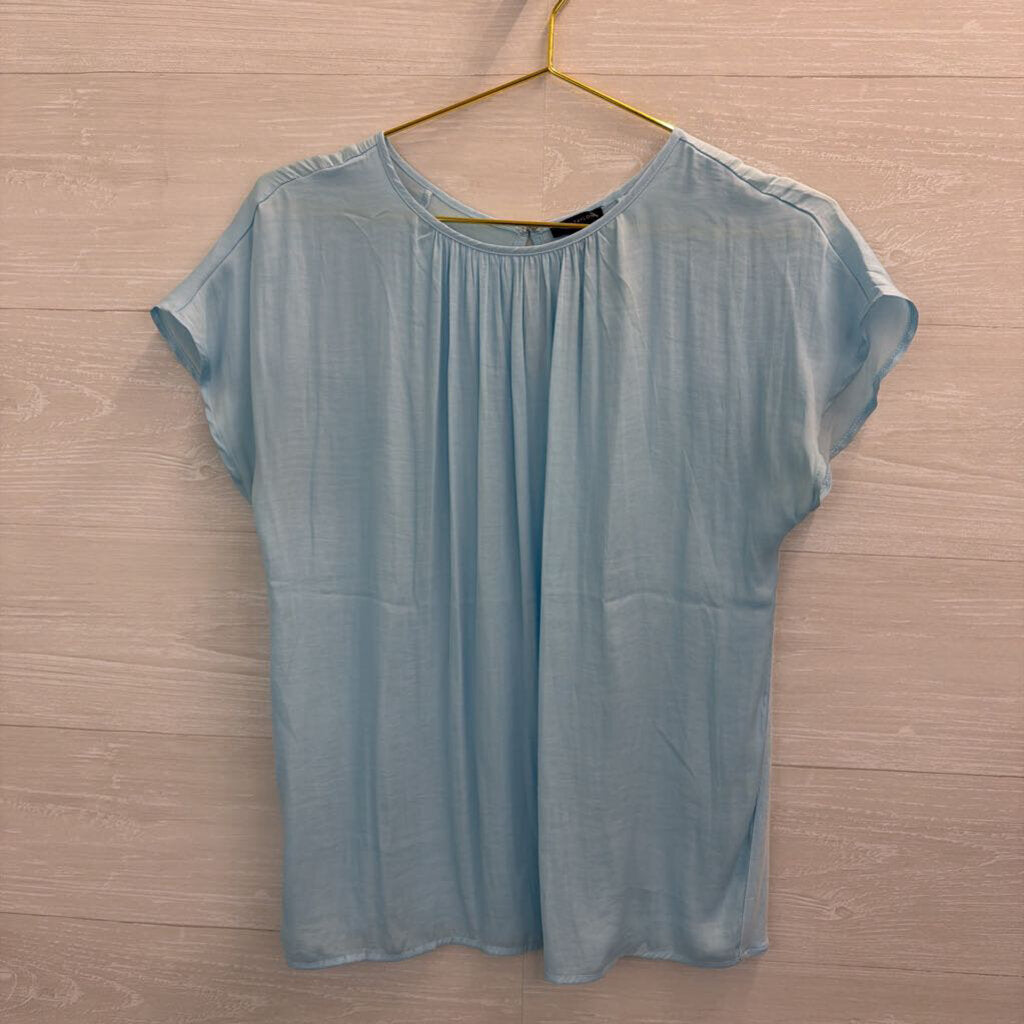 Ann Taylor Blue Silky Short Sleeve Top Small