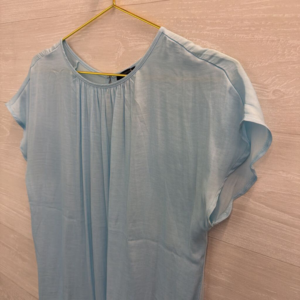 Ann Taylor Blue Silky Short Sleeve Top Small