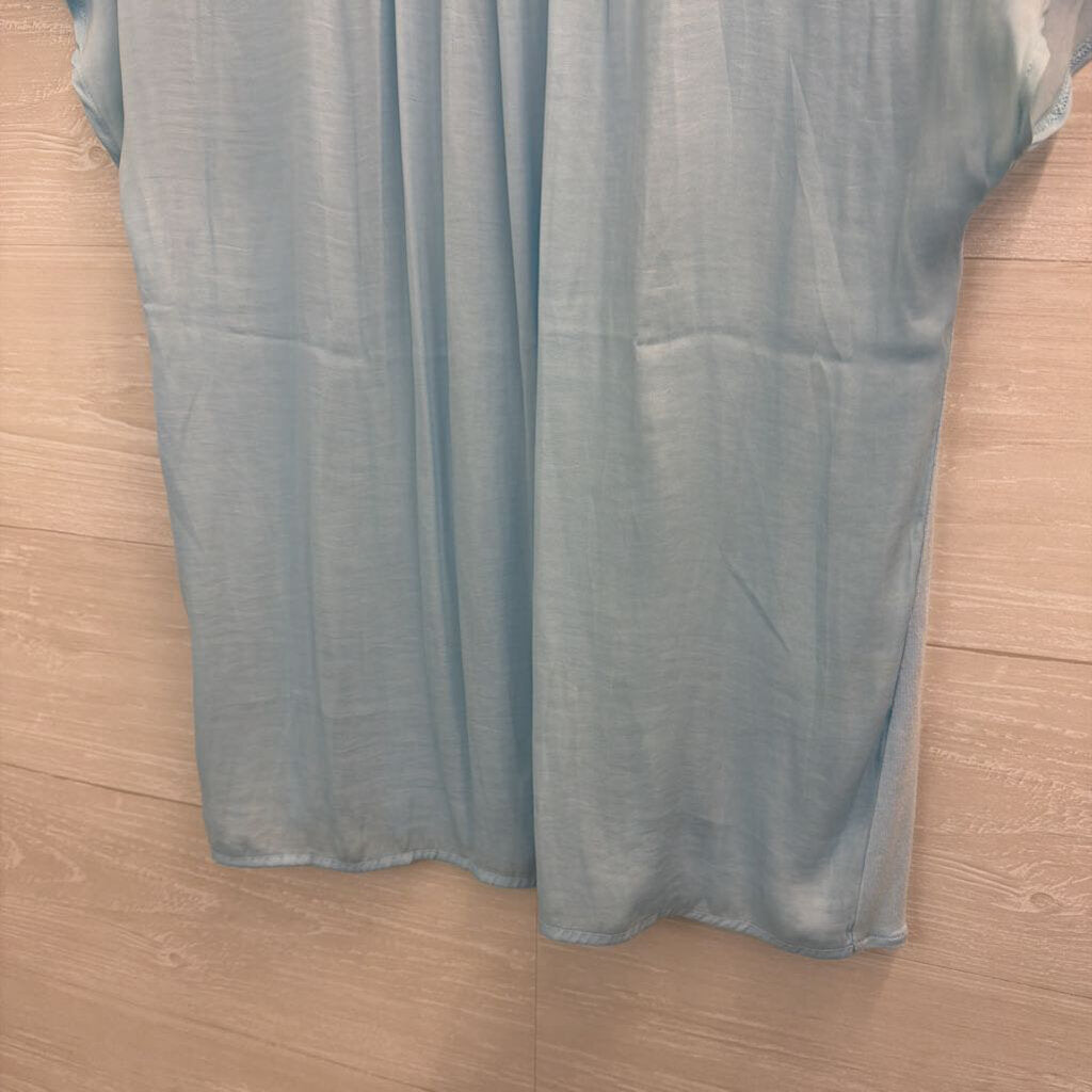Ann Taylor Blue Silky Short Sleeve Top Small