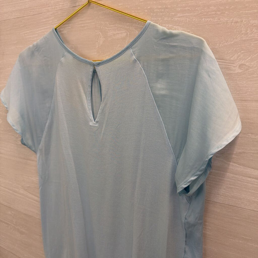 Ann Taylor Blue Silky Short Sleeve Top Small